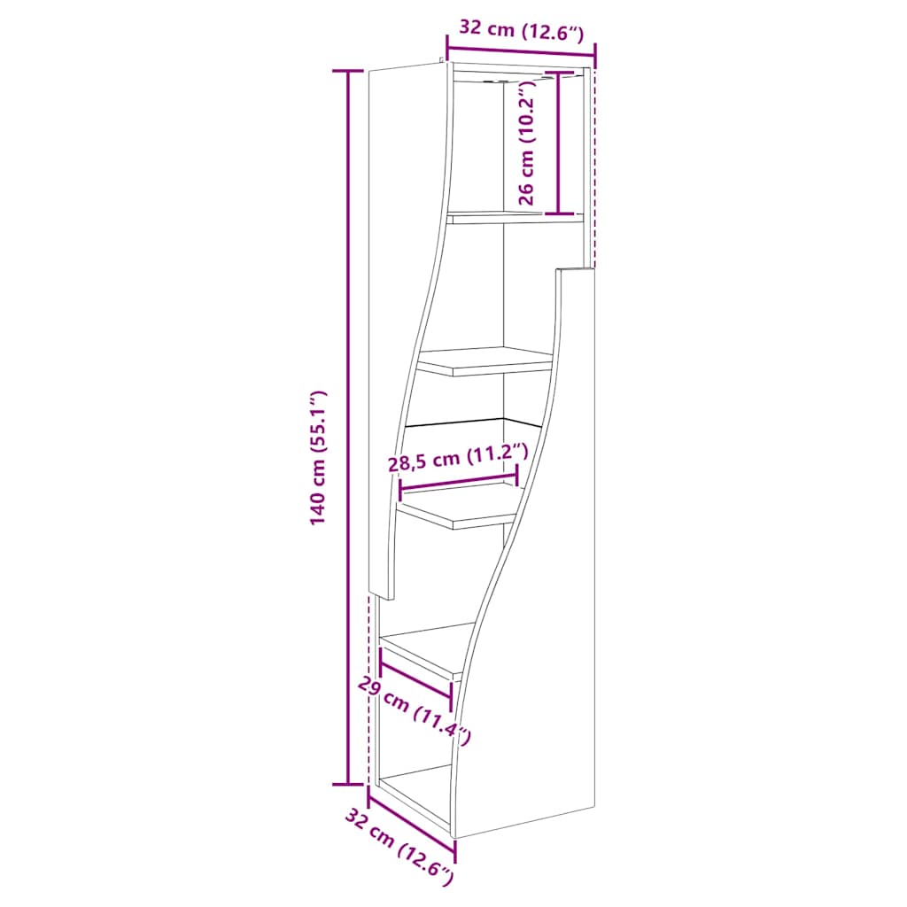 Corner Cabinet 32x32x140cm Engineered Wood
