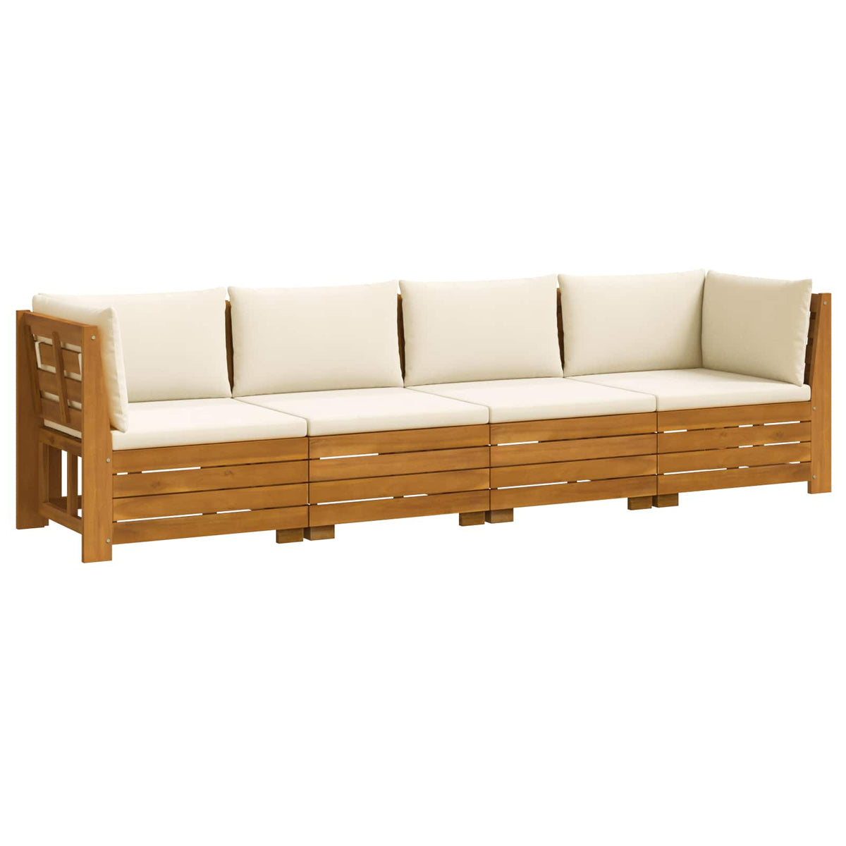 Outdoor Sofa Set with Cushion 4 Piece Brown Solid Acacia Wood