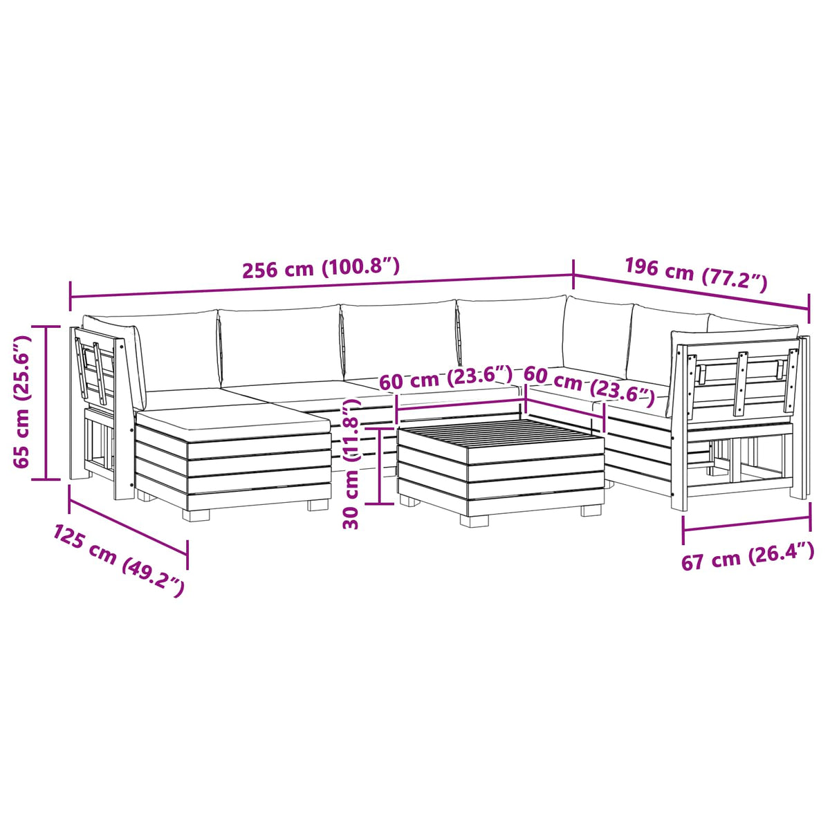 Outdoor Sofa Set with Cushion 8 Piece Brown Solid Acacia Wood