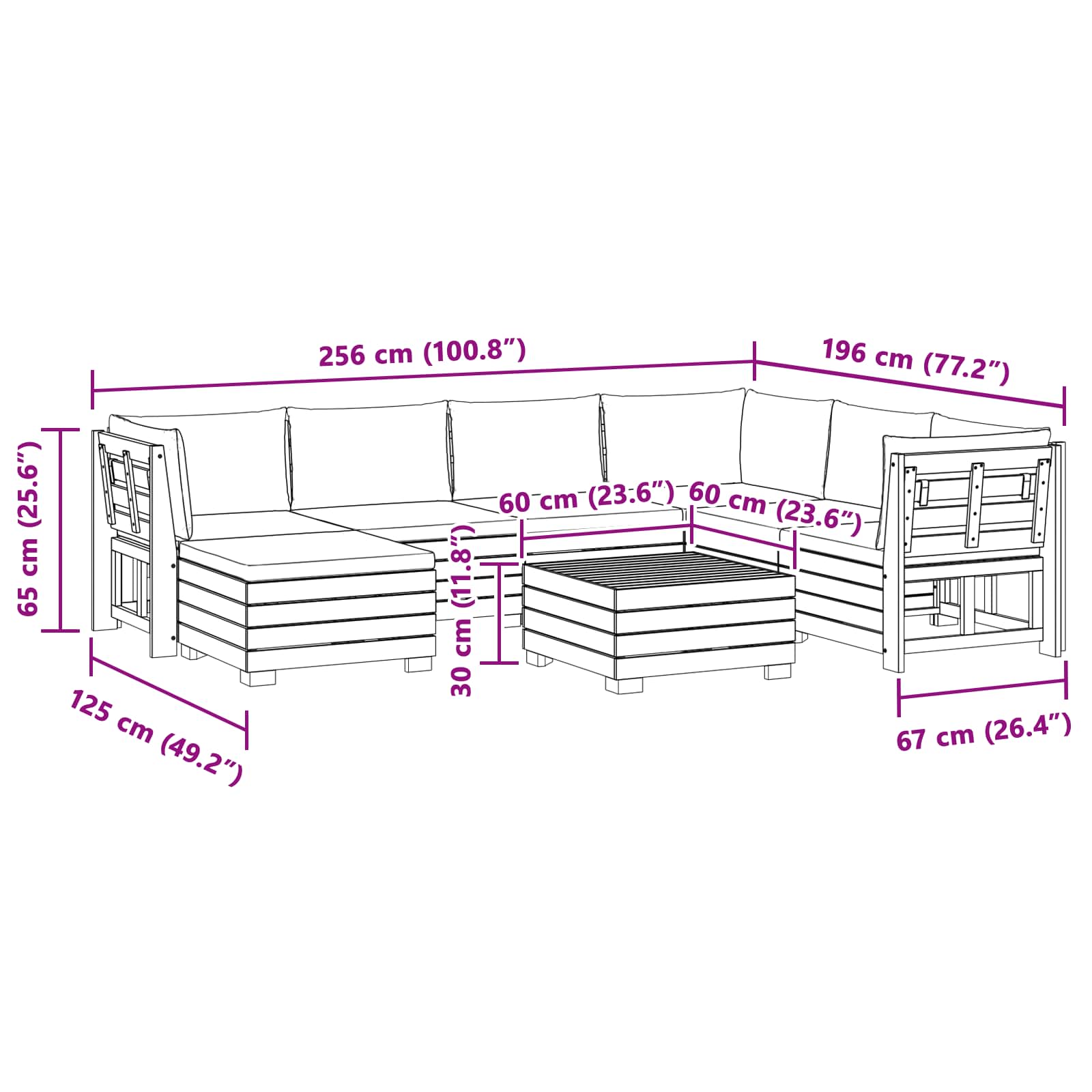 Outdoor Sofa Set with Cushion 8 Piece Brown Solid Acacia Wood