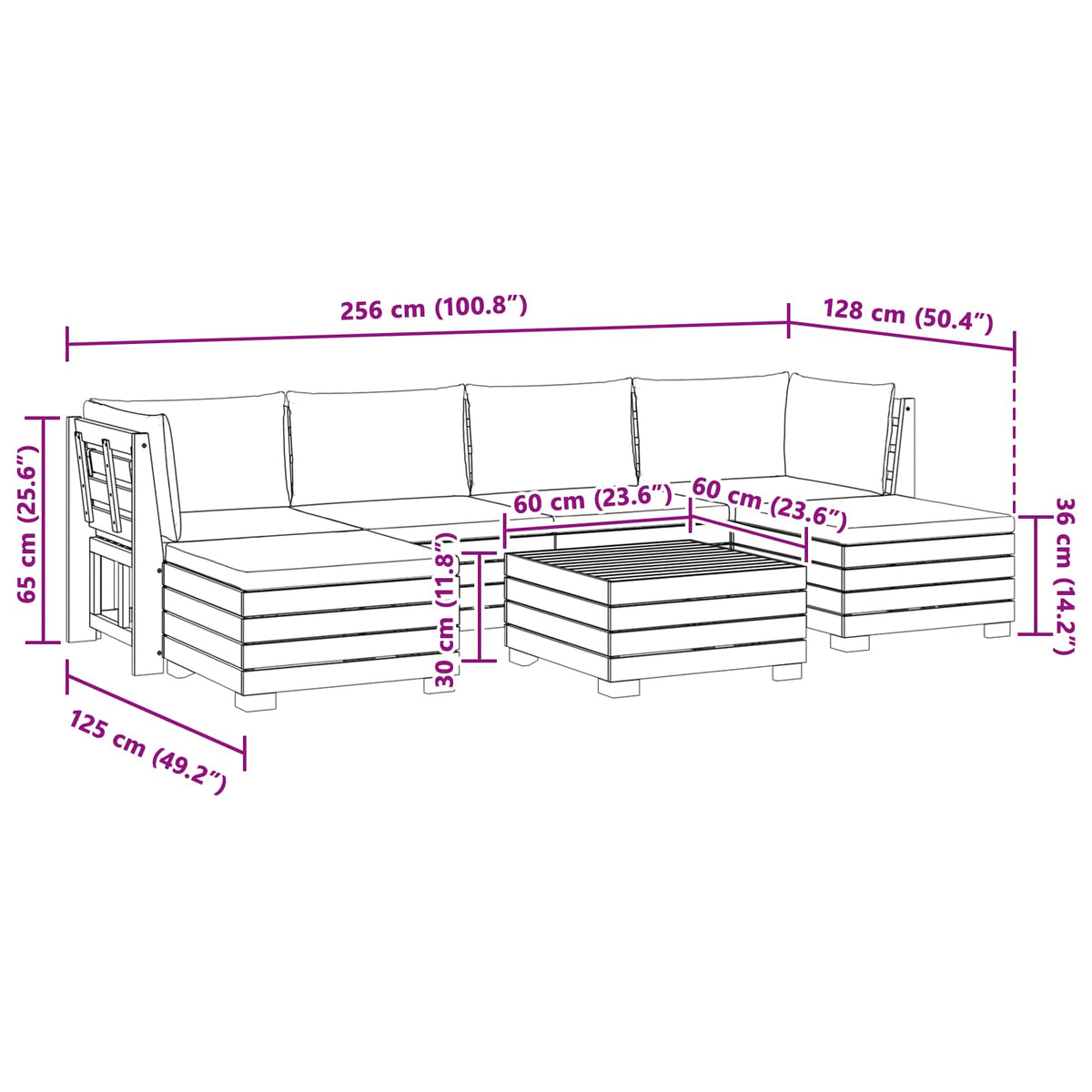 Outdoor Sofa Set with Cushion 7 Piece Brown Solid Acacia Wood
