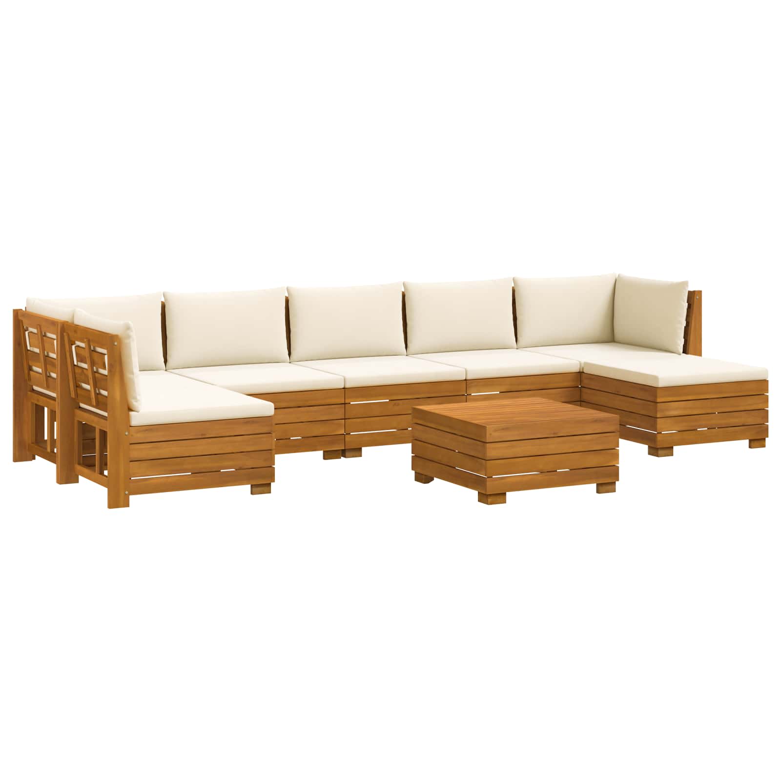 Outdoor Sofa Set with Cushion 8 Piece Brown Solid Acacia Wood