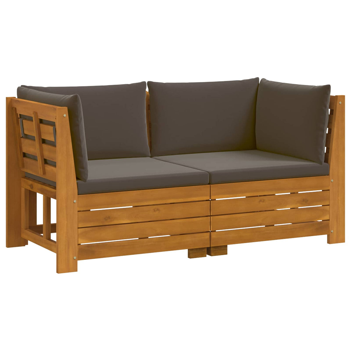 Outdoor Sofa Set with Cushion 2 Piece Brown Solid Acacia Wood