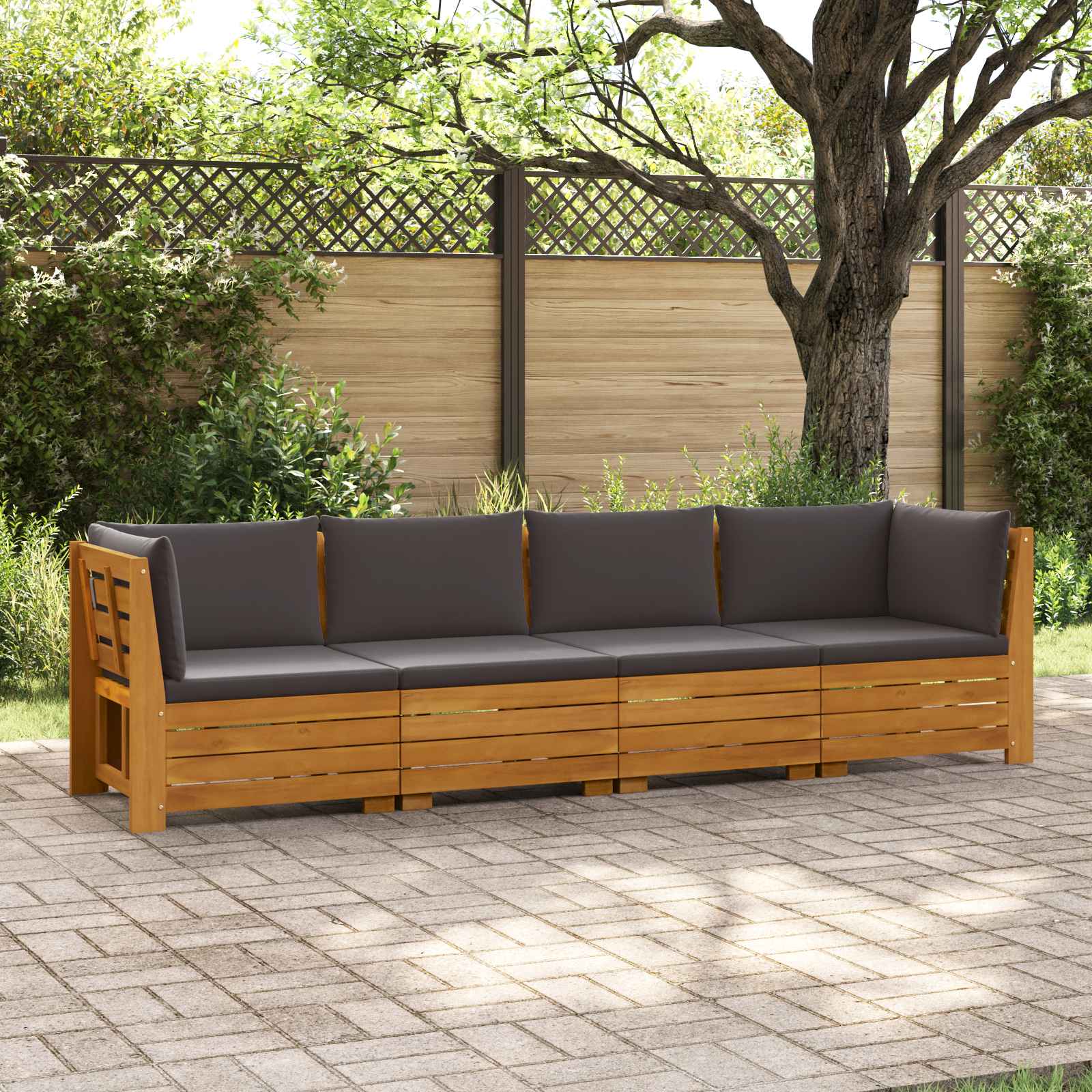 4 pcs Outdoor Sofa Set Solid Acacia Wood Brown