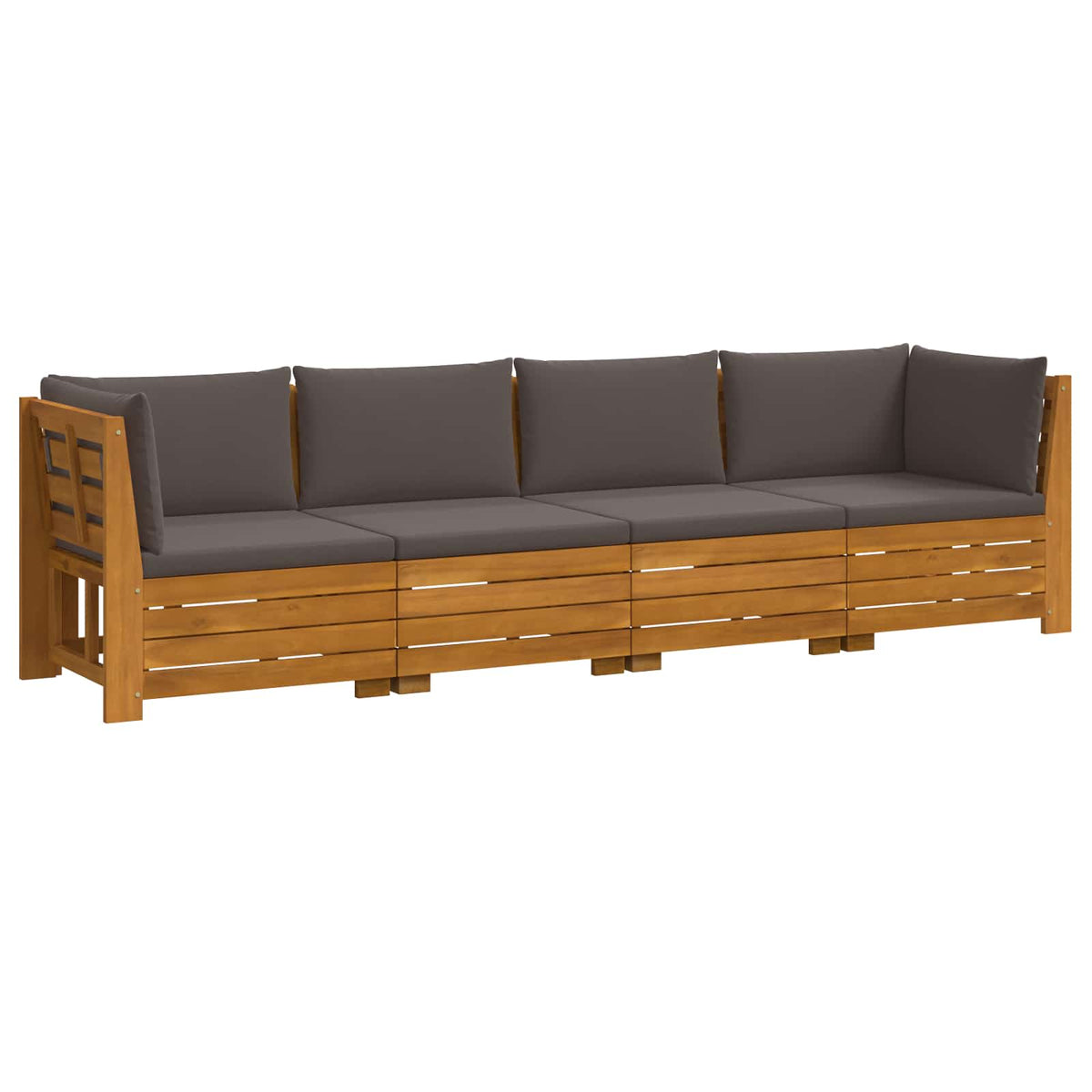 Outdoor Sofa Set with Cushion 4 Piece Brown Solid Acacia Wood