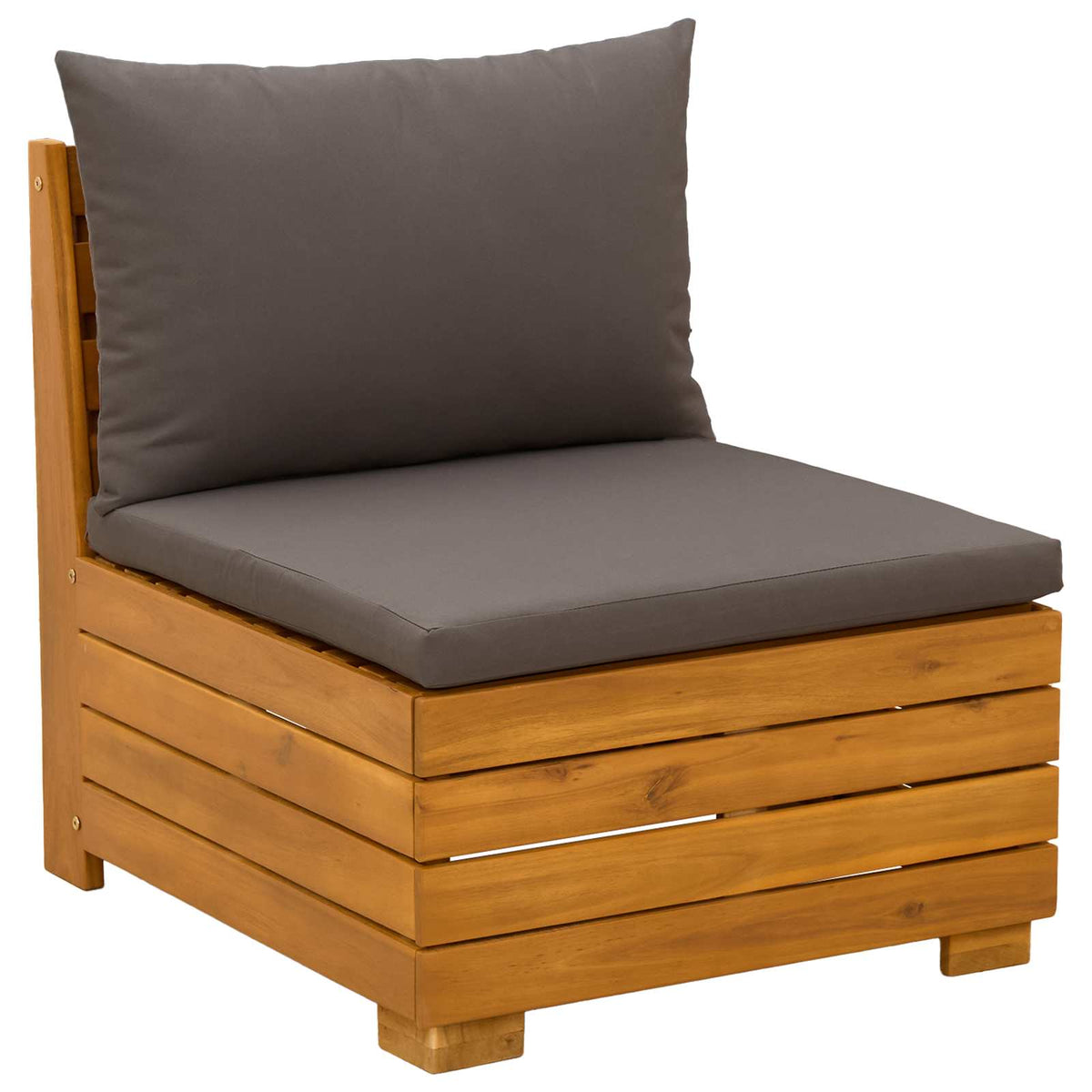 Outdoor Sofa Set with Cushion 4 Piece Brown Solid Acacia Wood