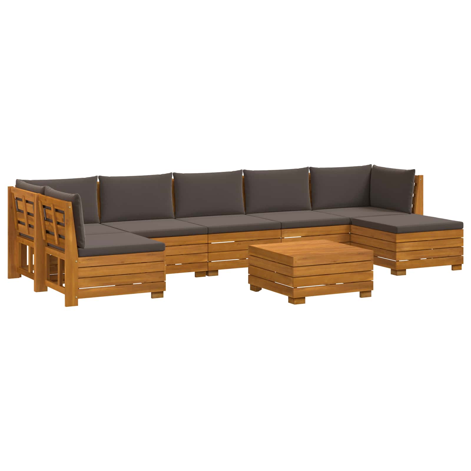 Outdoor Sofa Set with Cushion 8 Piece Brown Solid Acacia Wood