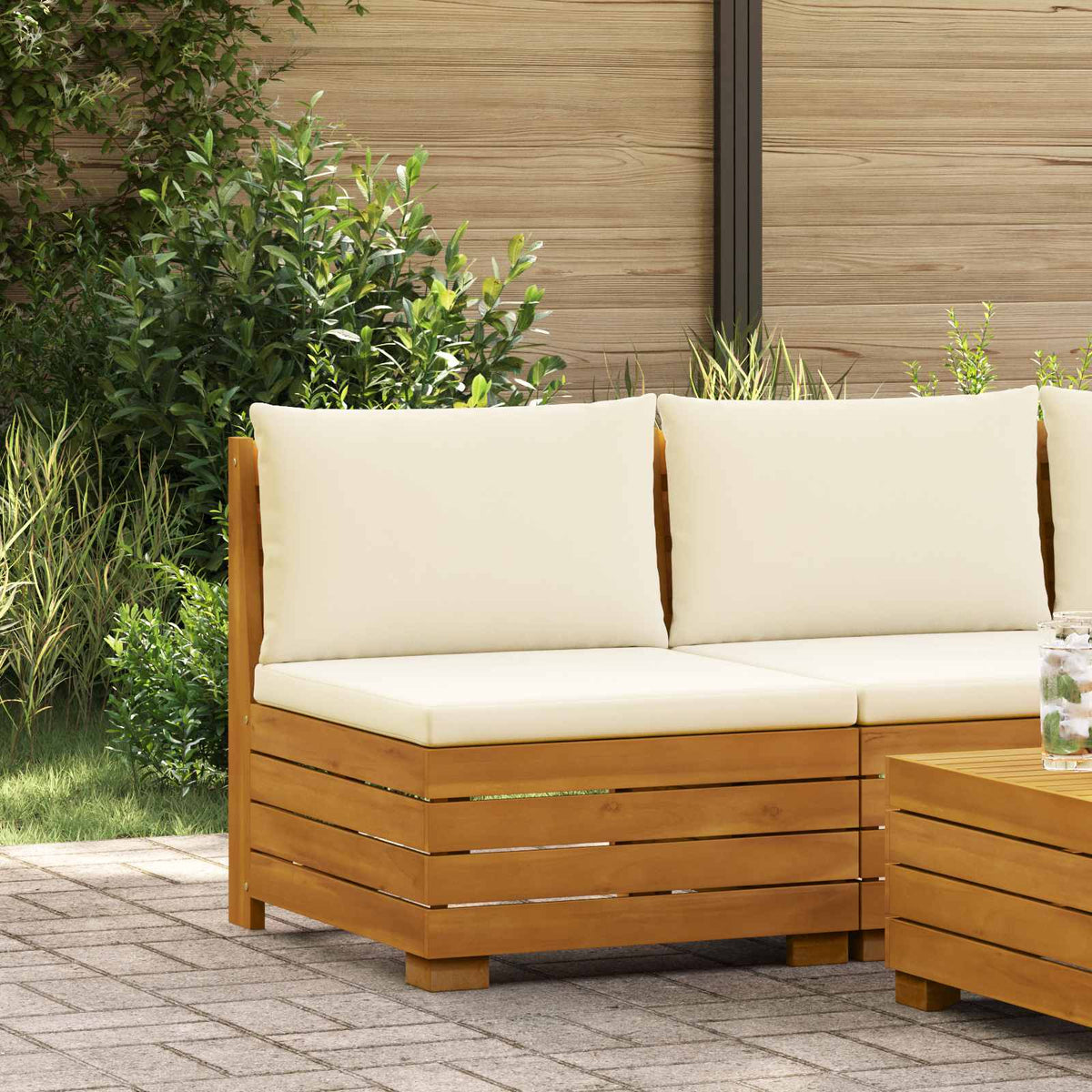 Garden Middle Sofa Solid Acacia Wood Brown