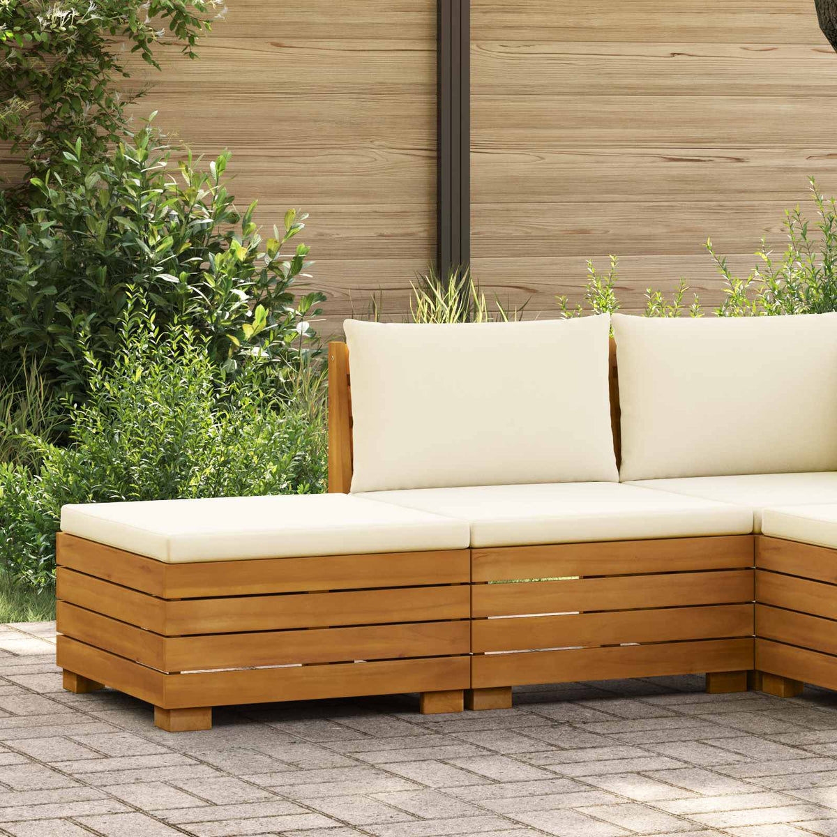 Garden Lounge Set with Cushion 2 Piece Brown Solid Acacia Wood