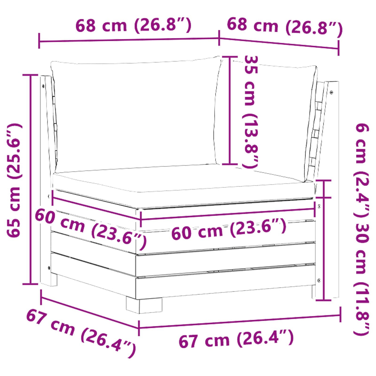 Garden Sofa Corner Solid Acacia Wood Brown