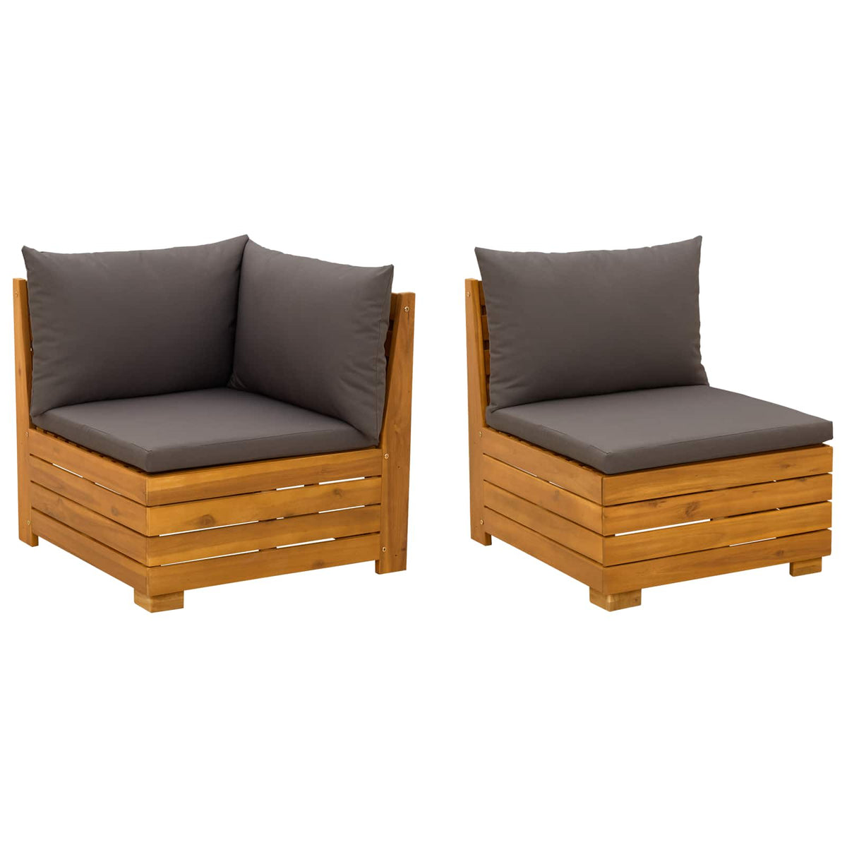 Garden Lounge Set with Cushion 2 Piece Brown Solid Acacia Wood