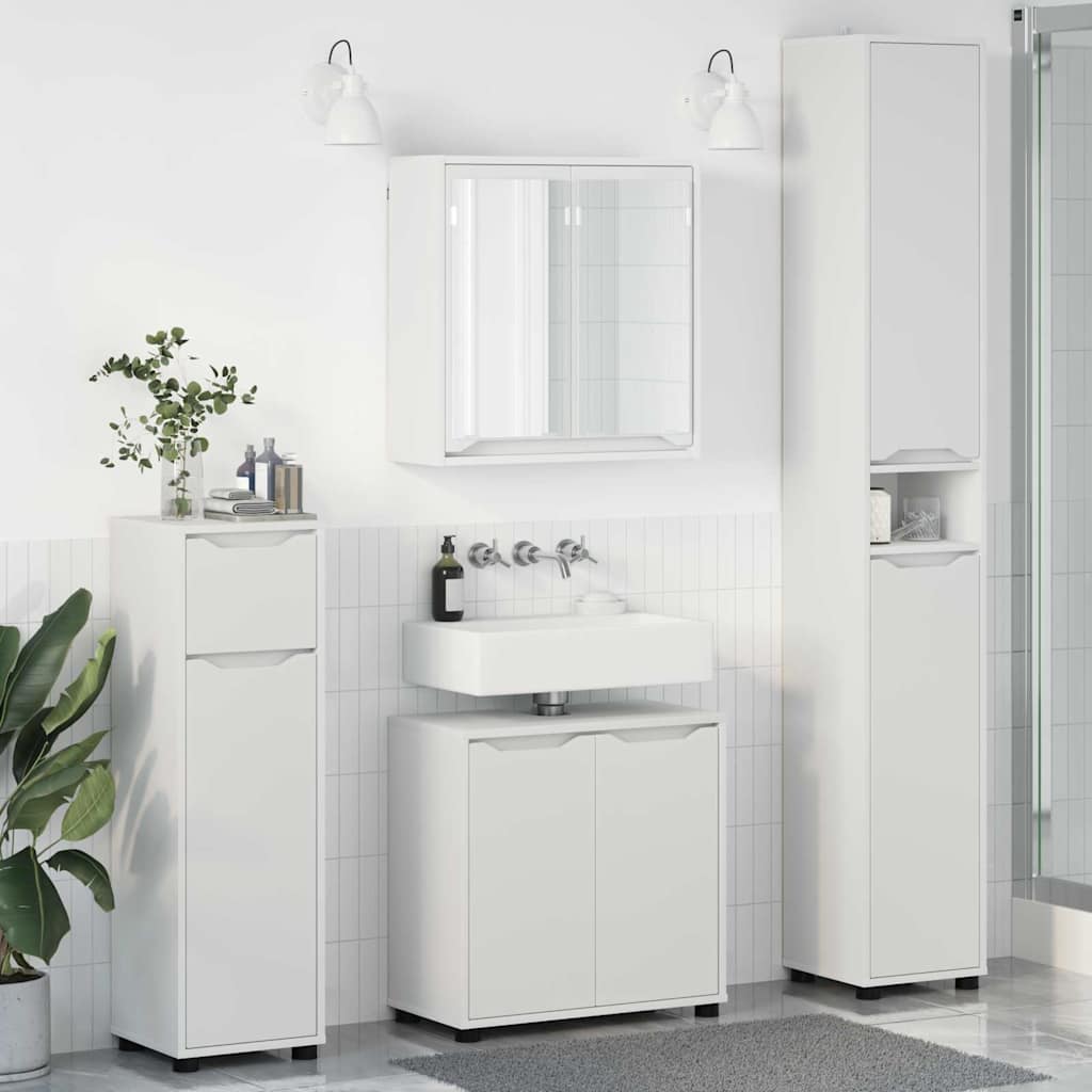 Bathroom Furniture Set with Drawer 4 pcs White Engineered Wood