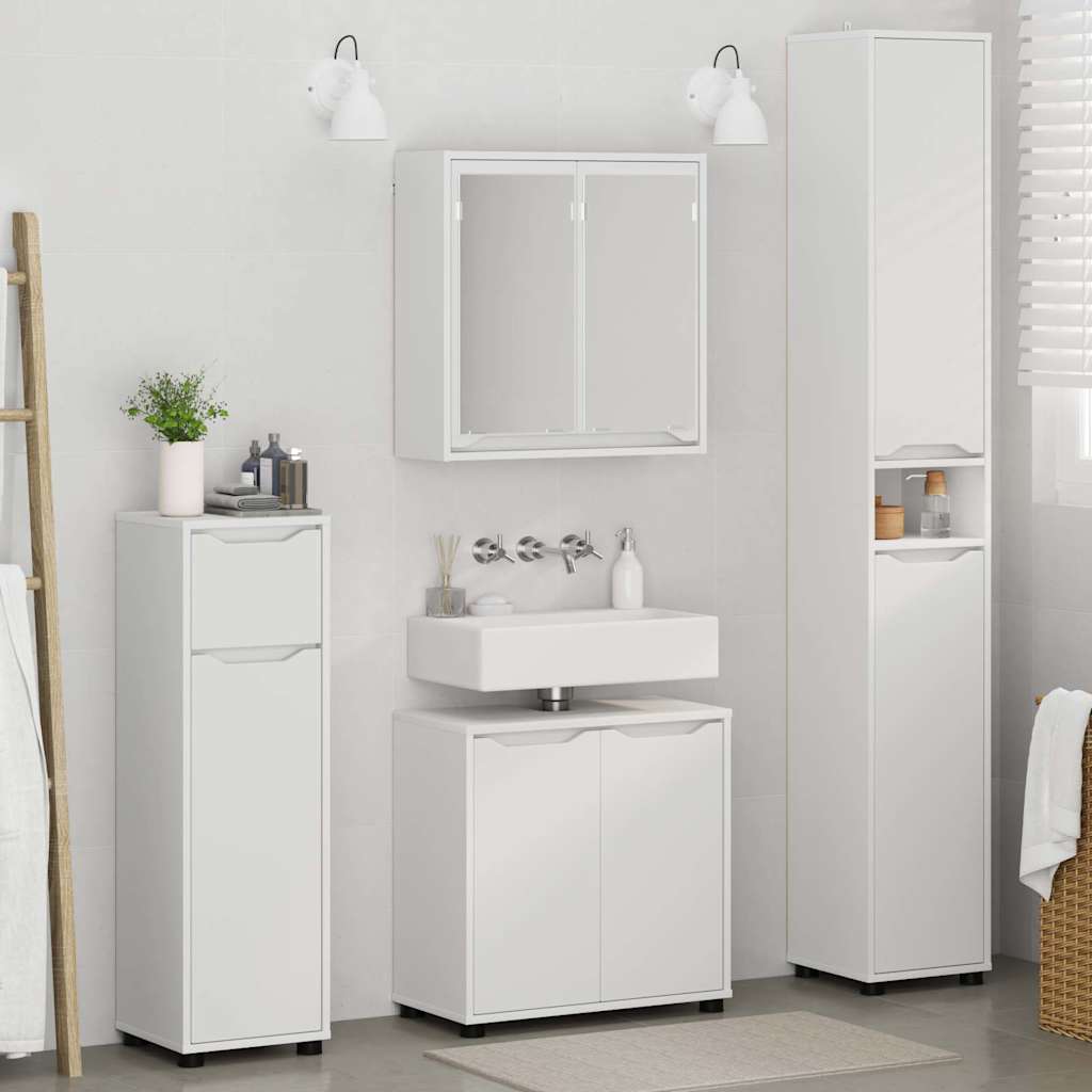 Bathroom Furniture Set with Drawer 4 pcs White Engineered Wood