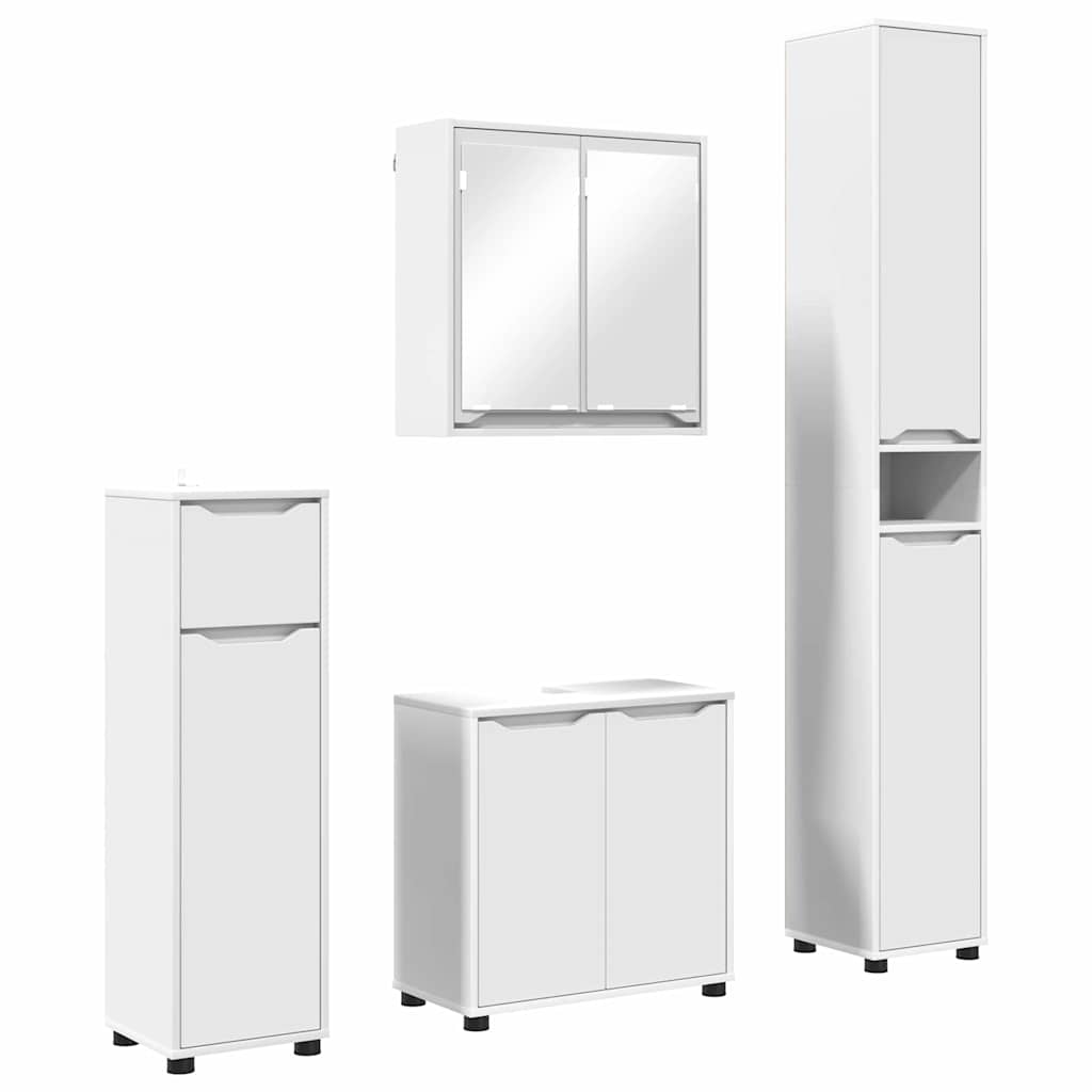 Bathroom Furniture Set with Drawer 4 pcs White Engineered Wood