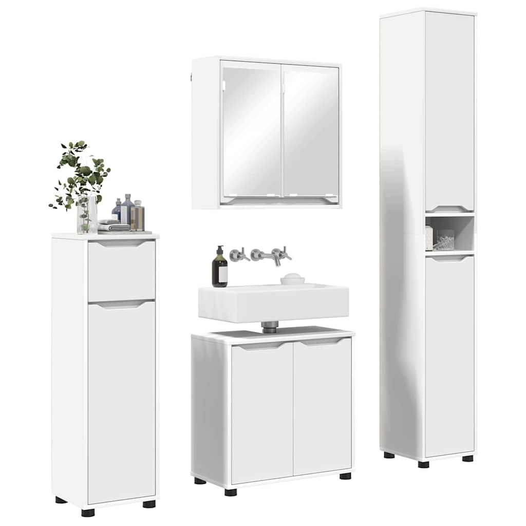 Bathroom Furniture Set with Drawer 4 pcs White Engineered Wood