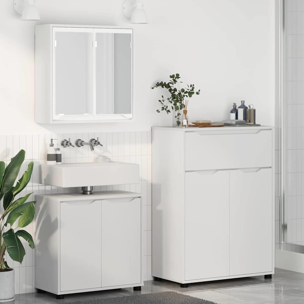 Bathroom Furniture Set with Drawer 3 pcs White Engineered Wood