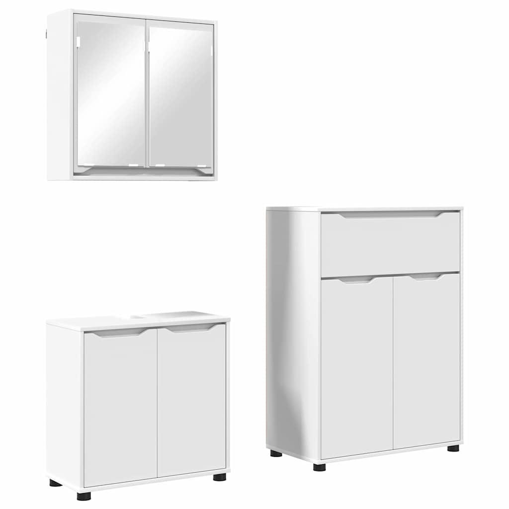 Bathroom Furniture Set with Drawer 3 pcs White Engineered Wood