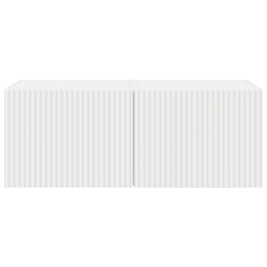 TV Wall Cabinet 2 pcs White Engineered Wood