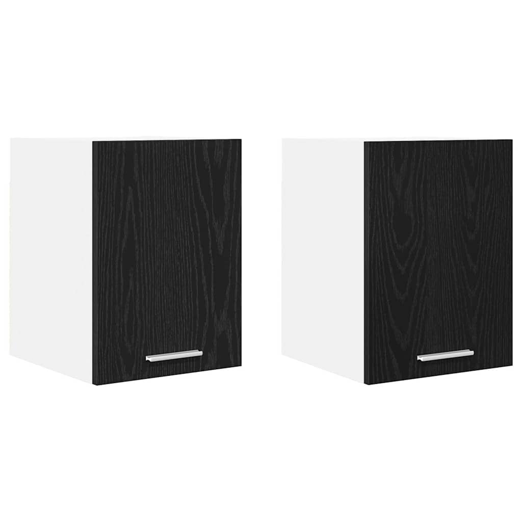 Hanging Cabinet 2 pcs Black Oak and White 30 x 31 x 40 cm