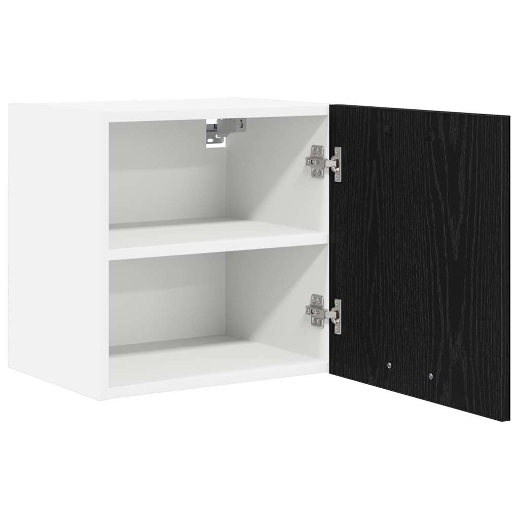Hanging Cabinet with Door Black Oak and White 40 x 31 x 40 cm