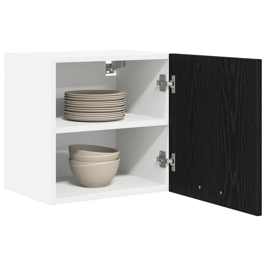 Hanging Cabinet with Door Black Oak and White 40 x 31 x 40 cm