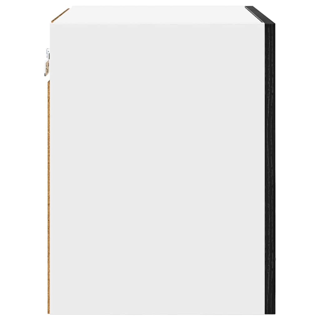 Hanging Cabinet with Door Black Oak and White 40 x 31 x 40 cm