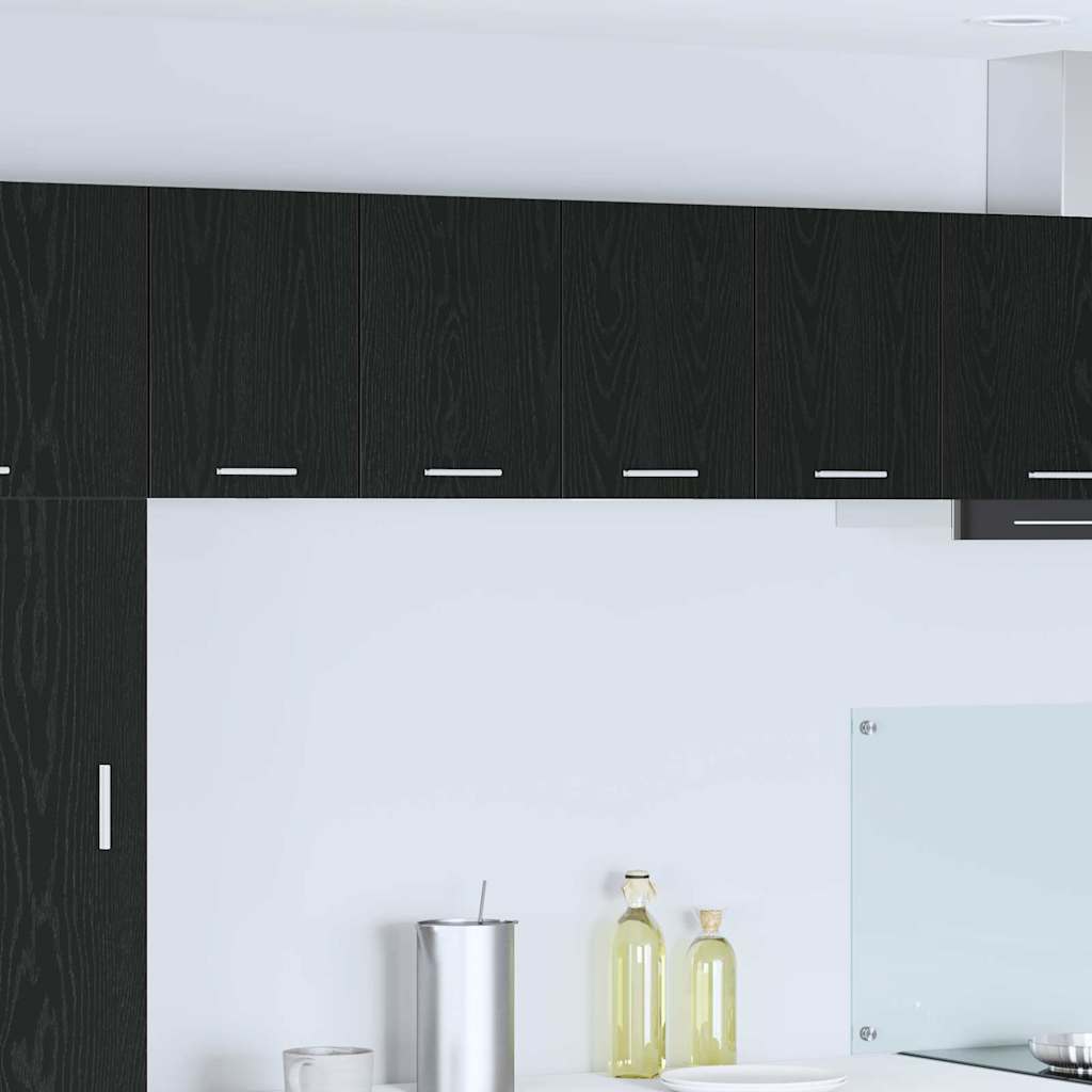 Hanging Cabinet with Door Black Oak and White 60 x 31 x 40 cm