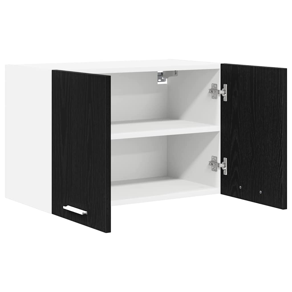 Hanging Cabinet with Door Black Oak and White 60 x 31 x 40 cm