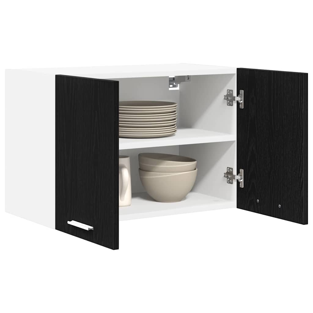 Hanging Cabinet with Door Black Oak and White 60 x 31 x 40 cm