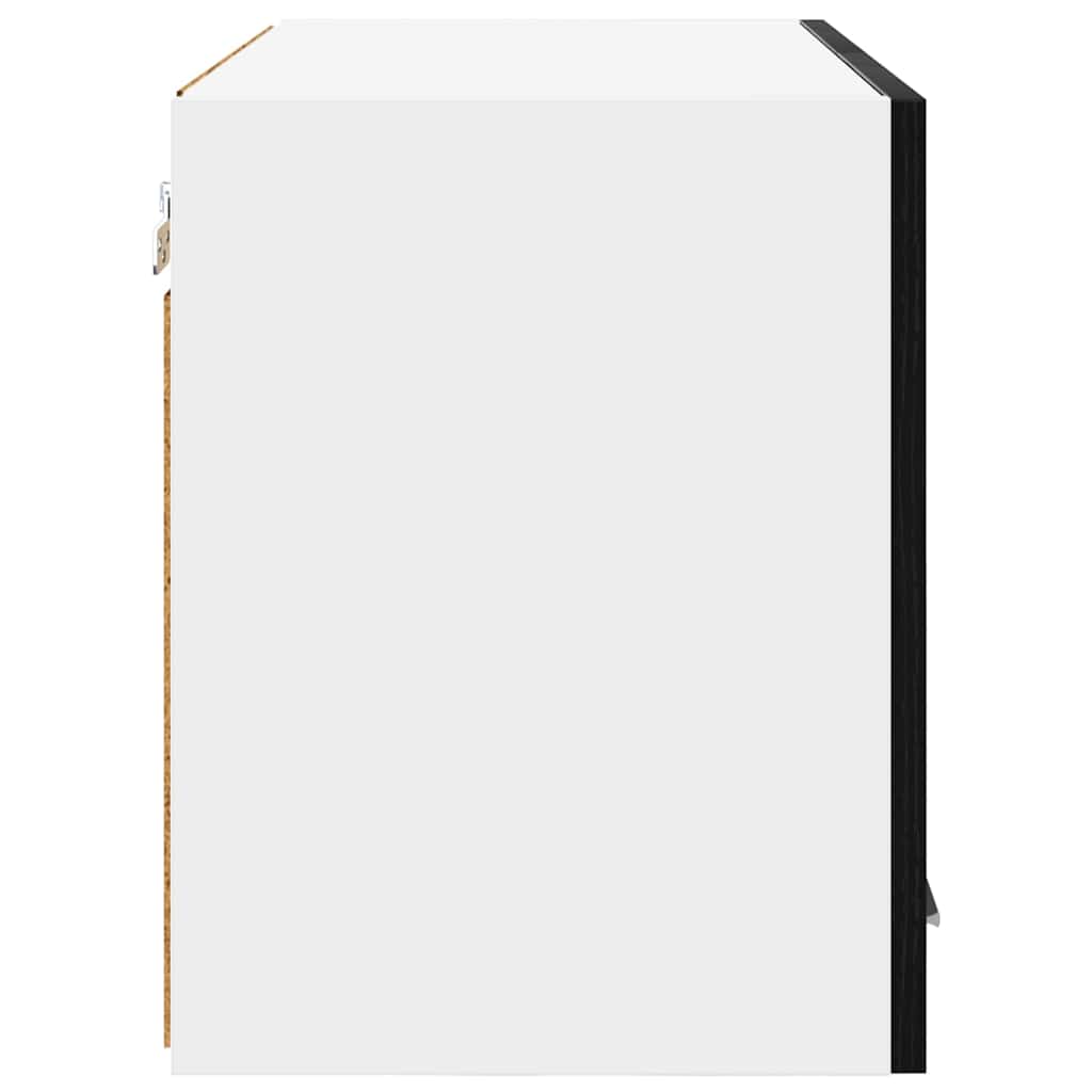 Hanging Cabinet with Door Black Oak and White 60 x 31 x 40 cm