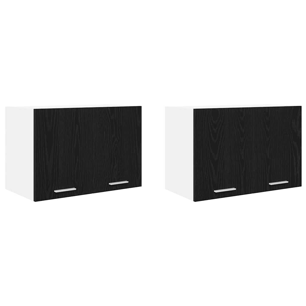 Hanging Cabinet 2 pcs Black Oak and White 60 x 31 x 40 cm
