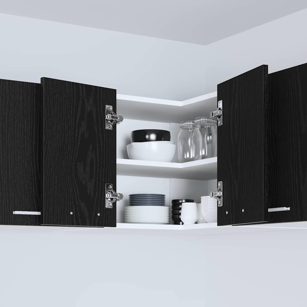 Hanging Cabinet Black Oak and White 57 x 57 x 40 cm