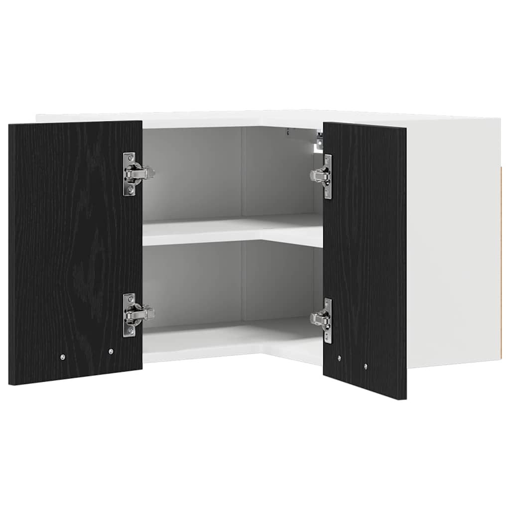 Hanging Cabinet Black Oak and White 57 x 57 x 40 cm