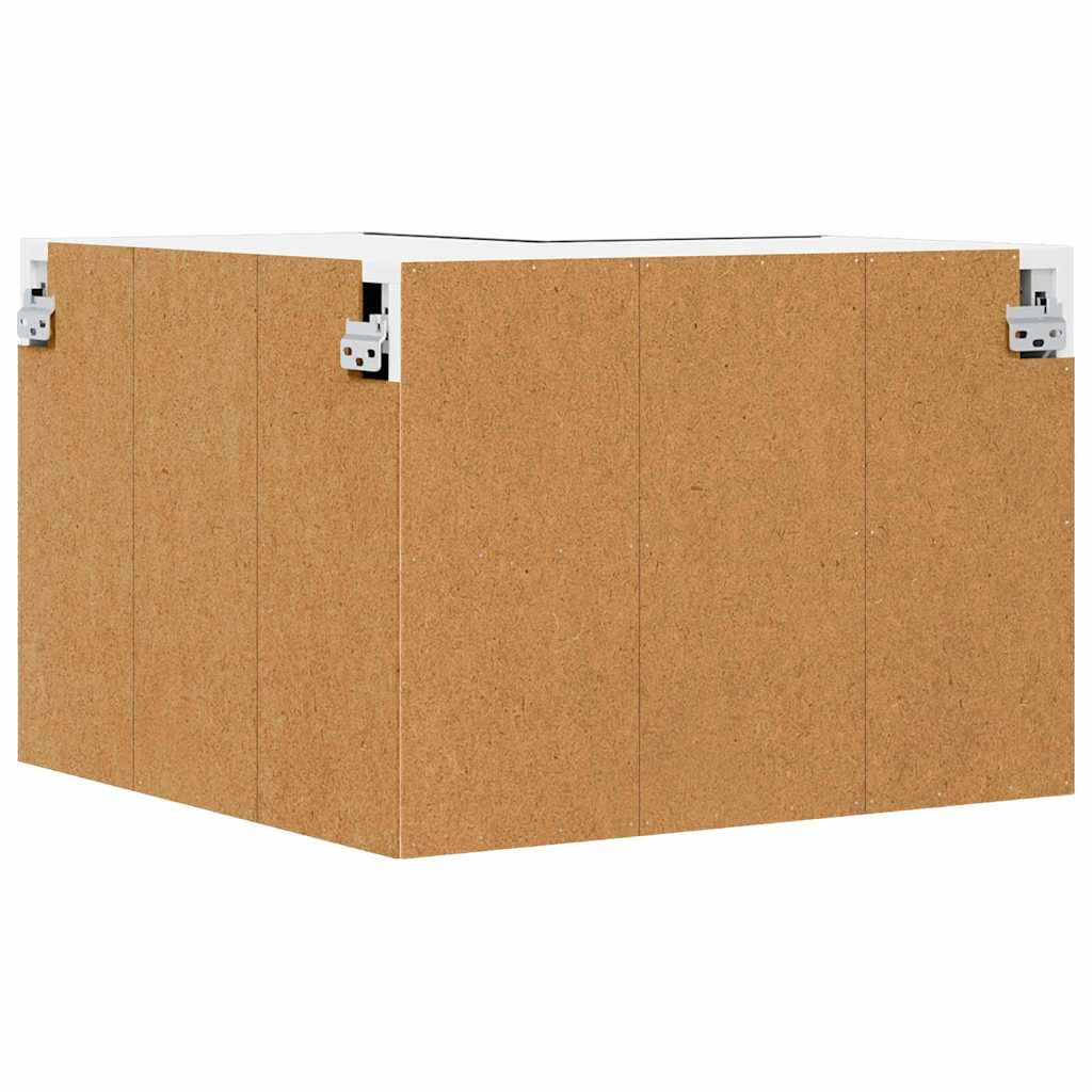 Hanging Cabinet Black Oak and White 57 x 57 x 40 cm