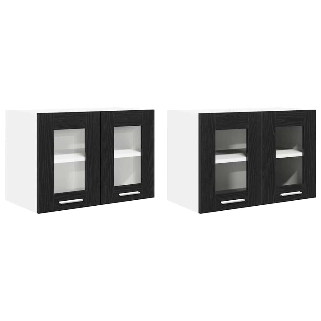Hanging Cabinet 2 pcs Black Oak 60 x 31 x 40 cm Engineered Wood