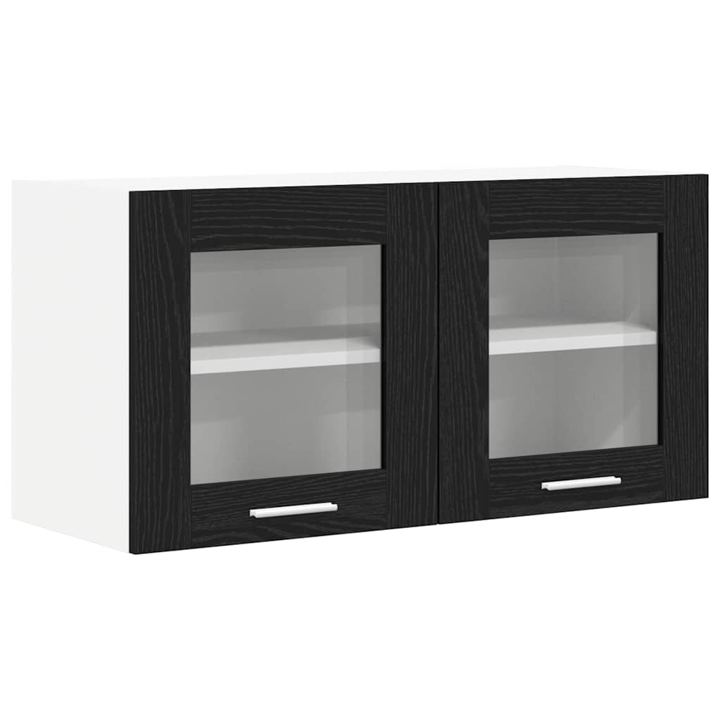 Hanging Cabinet with Door Black Oak and White 80 x 31 x 40 cm