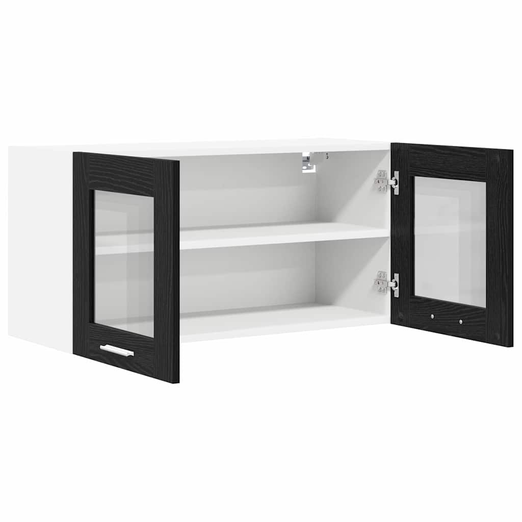 Hanging Cabinet with Door Black Oak and White 80 x 31 x 40 cm