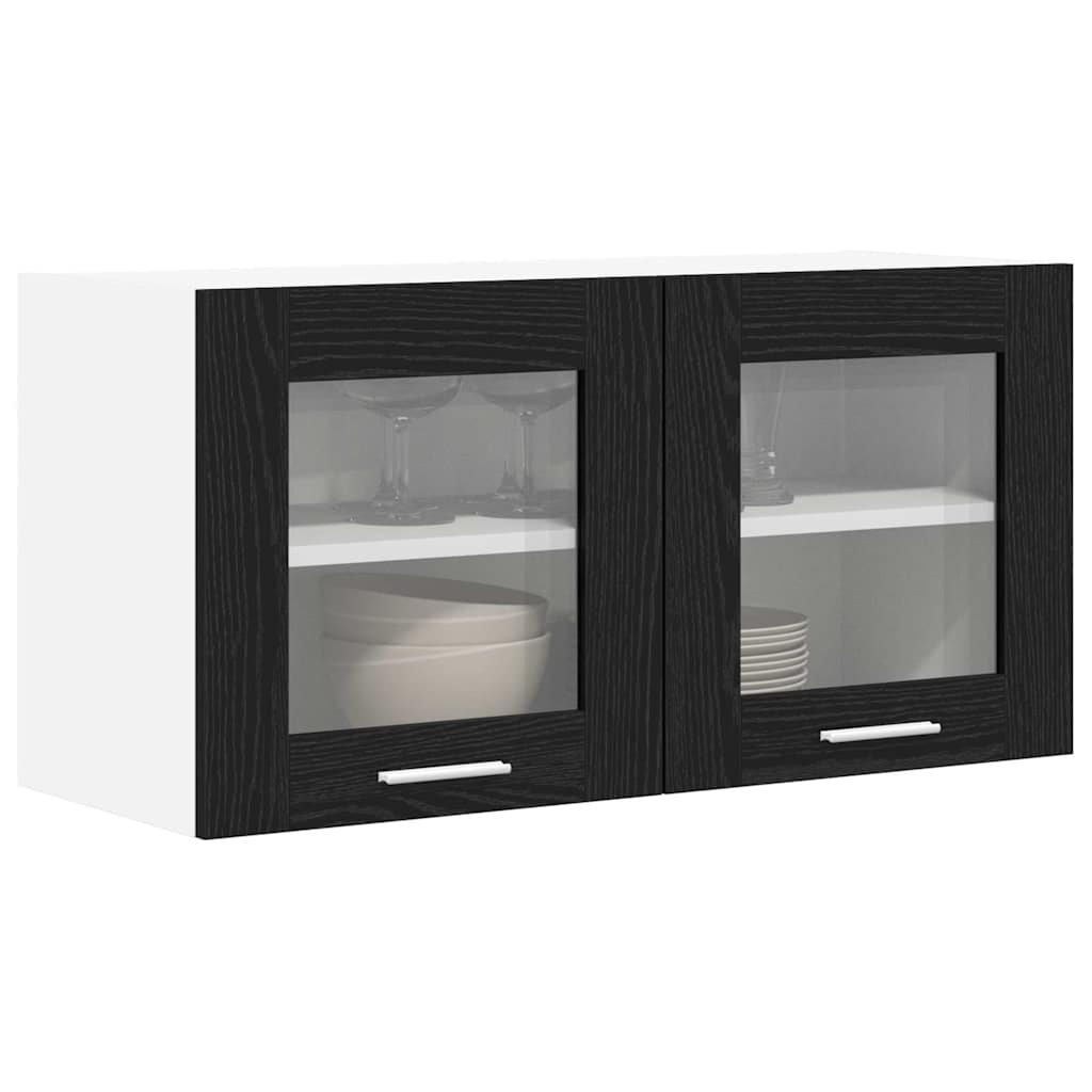 Hanging Cabinet with Door Black Oak and White 80 x 31 x 40 cm