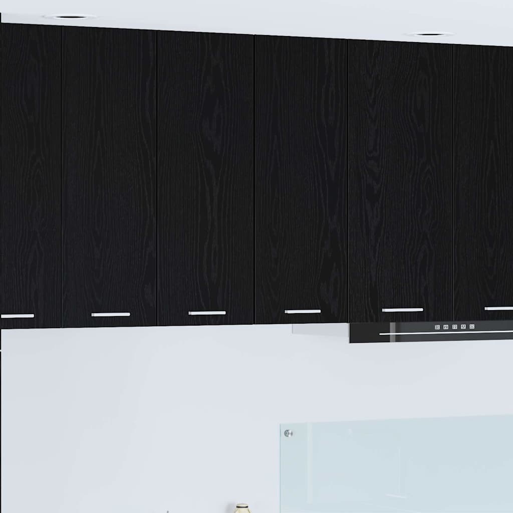 Hanging Cabinet with Door Black Oak and White 30 x 31 x 80 cm