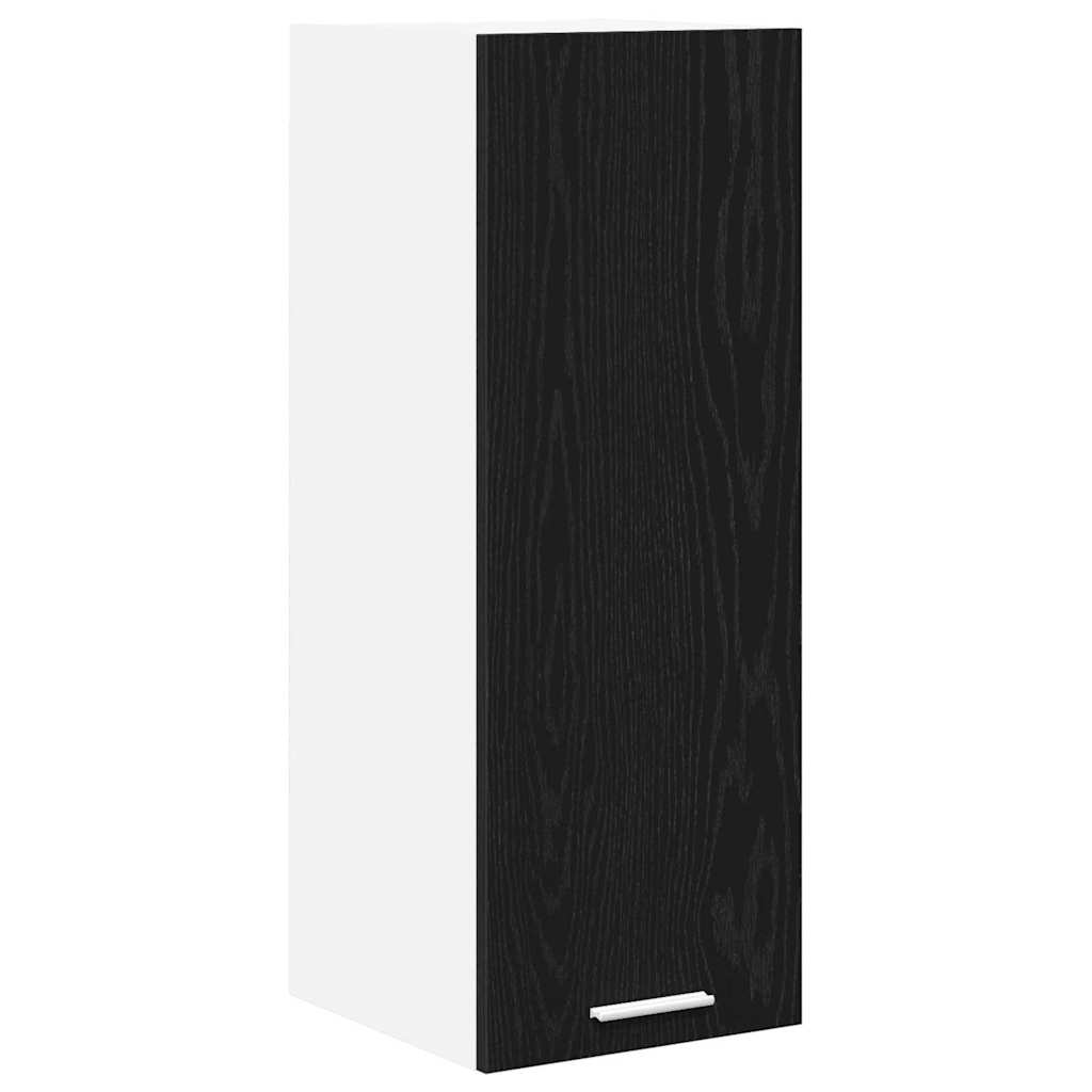 Hanging Cabinet with Door Black Oak and White 30 x 31 x 80 cm