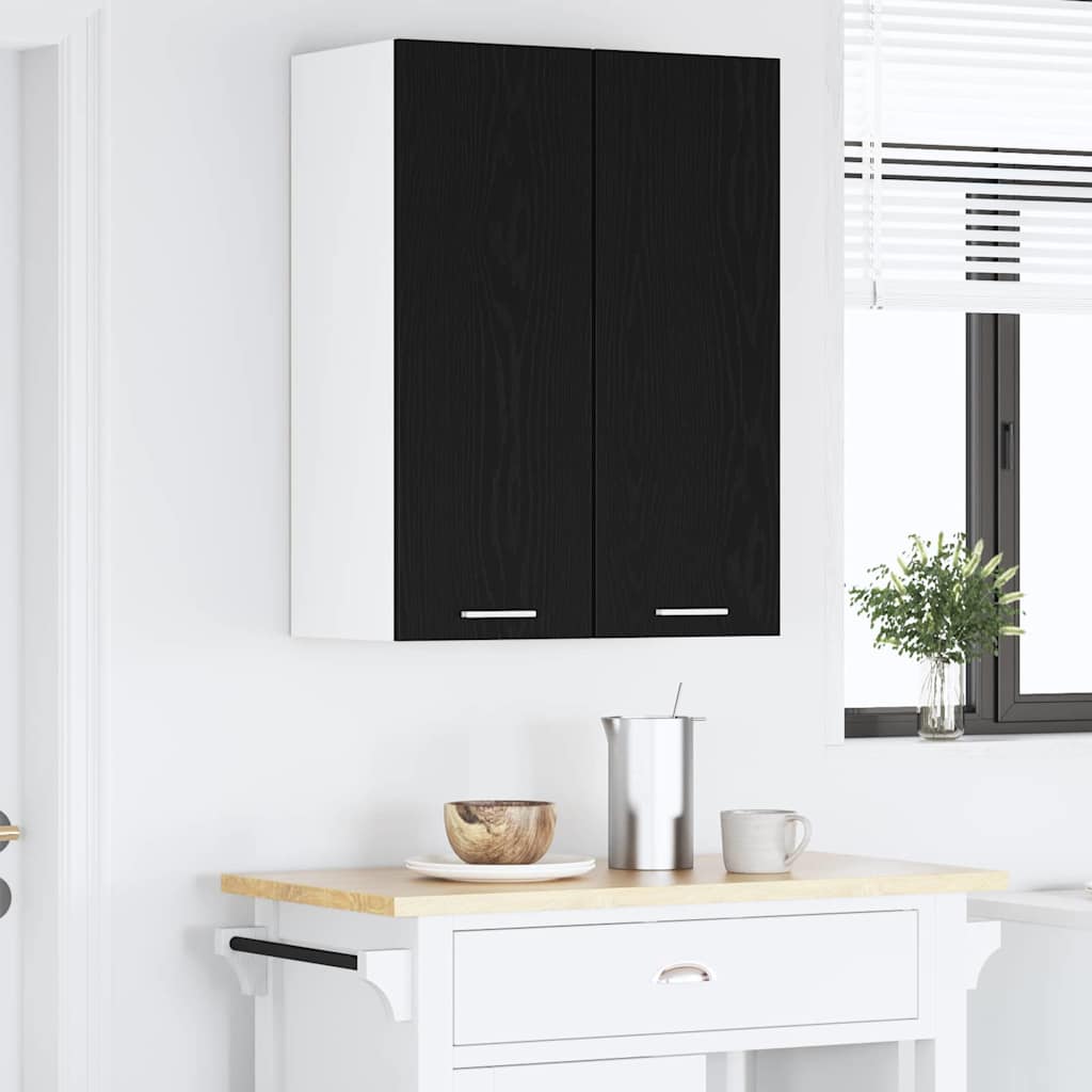 Hanging Cabinet 2 pcs Black Oak and White 30 x 31 x 80 cm