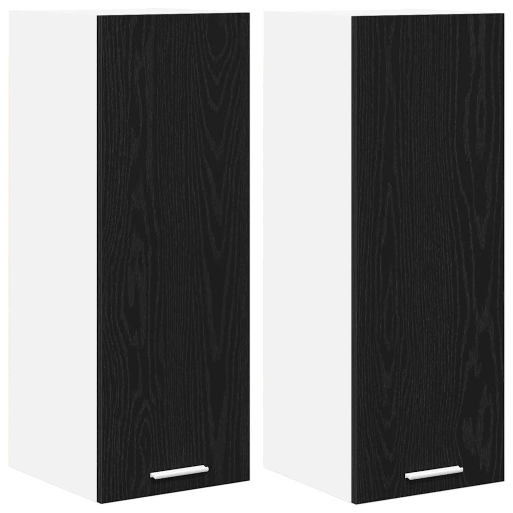 Hanging Cabinet 2 pcs Black Oak and White 30 x 31 x 80 cm