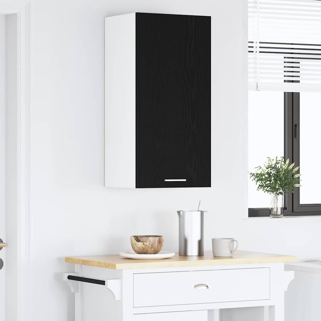 Hanging Cabinet Riga Black Oak and White 40 x 31 x 80 cm