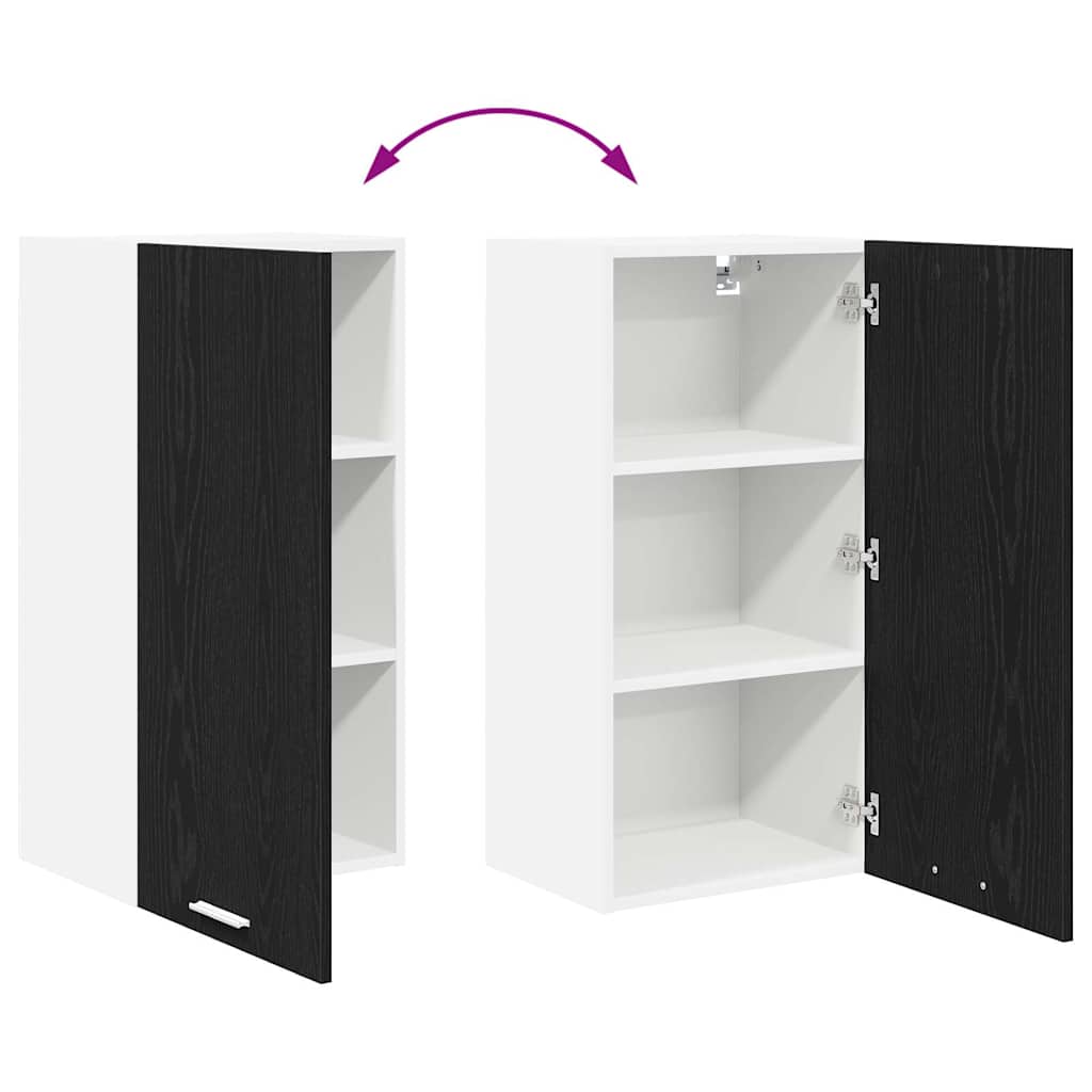 Hanging Cabinet Riga Black Oak and White 40 x 31 x 80 cm