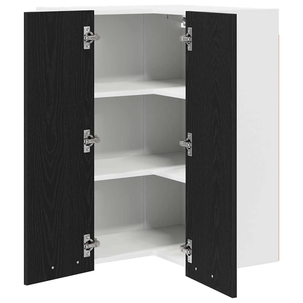 Hanging Cabinet Black Oak and White 57 x 57 x 80 cm