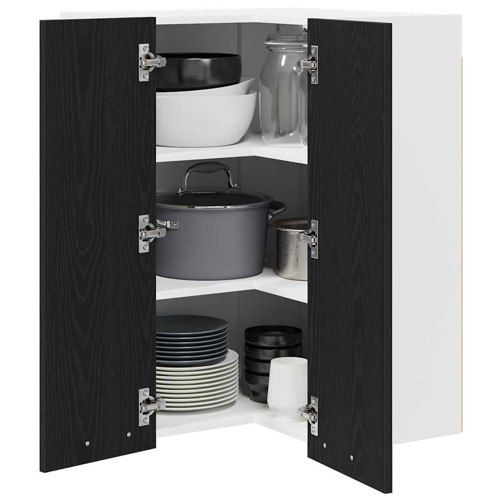Hanging Cabinet Black Oak and White 57 x 57 x 80 cm