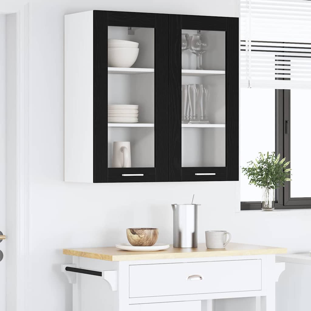 Hanging Cabinet 2 pcs Black Oak 40 x 31 x 80 cm Engineered Wood