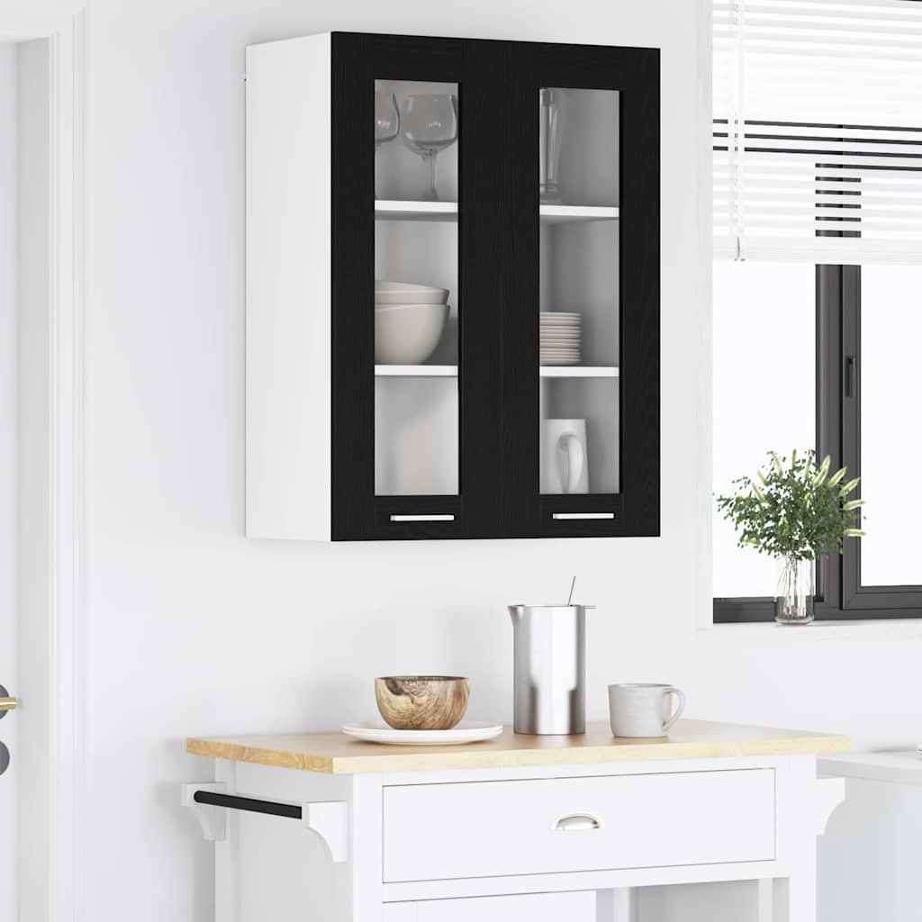 Hanging Cabinet Black Oak 60 x 31 x 80 cm Engineered Wood
