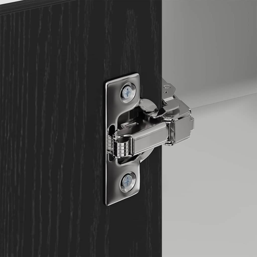 Hanging Cabinet with Door Black Oak and White 57 x 57 x 100 cm