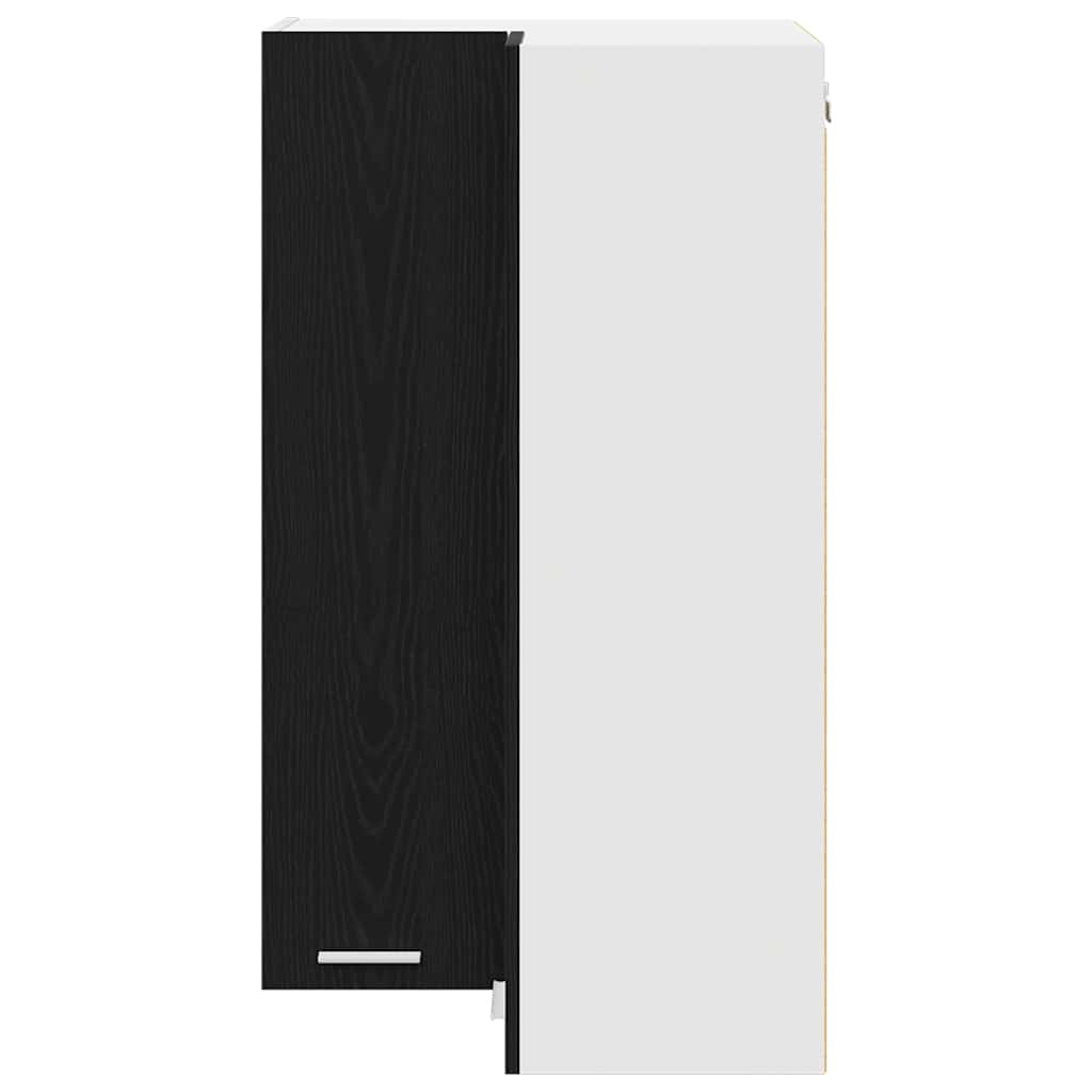 Hanging Cabinet with Door Black Oak and White 57 x 57 x 100 cm